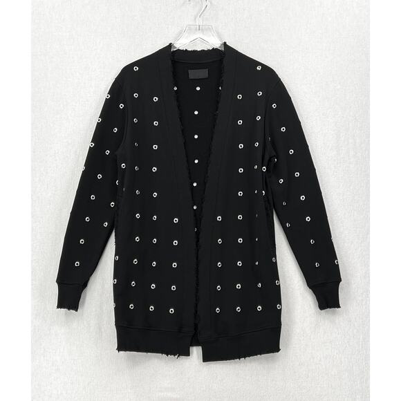 Rta Serge Grommet Cardigan Sweater Womens XS Black Long Sleeve Embellished - Picture 4 of 15
